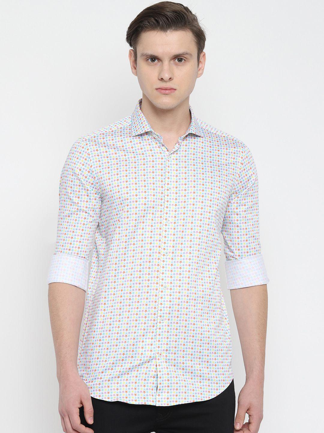 simon carter london men multicoloured slim fit printed casual shirt