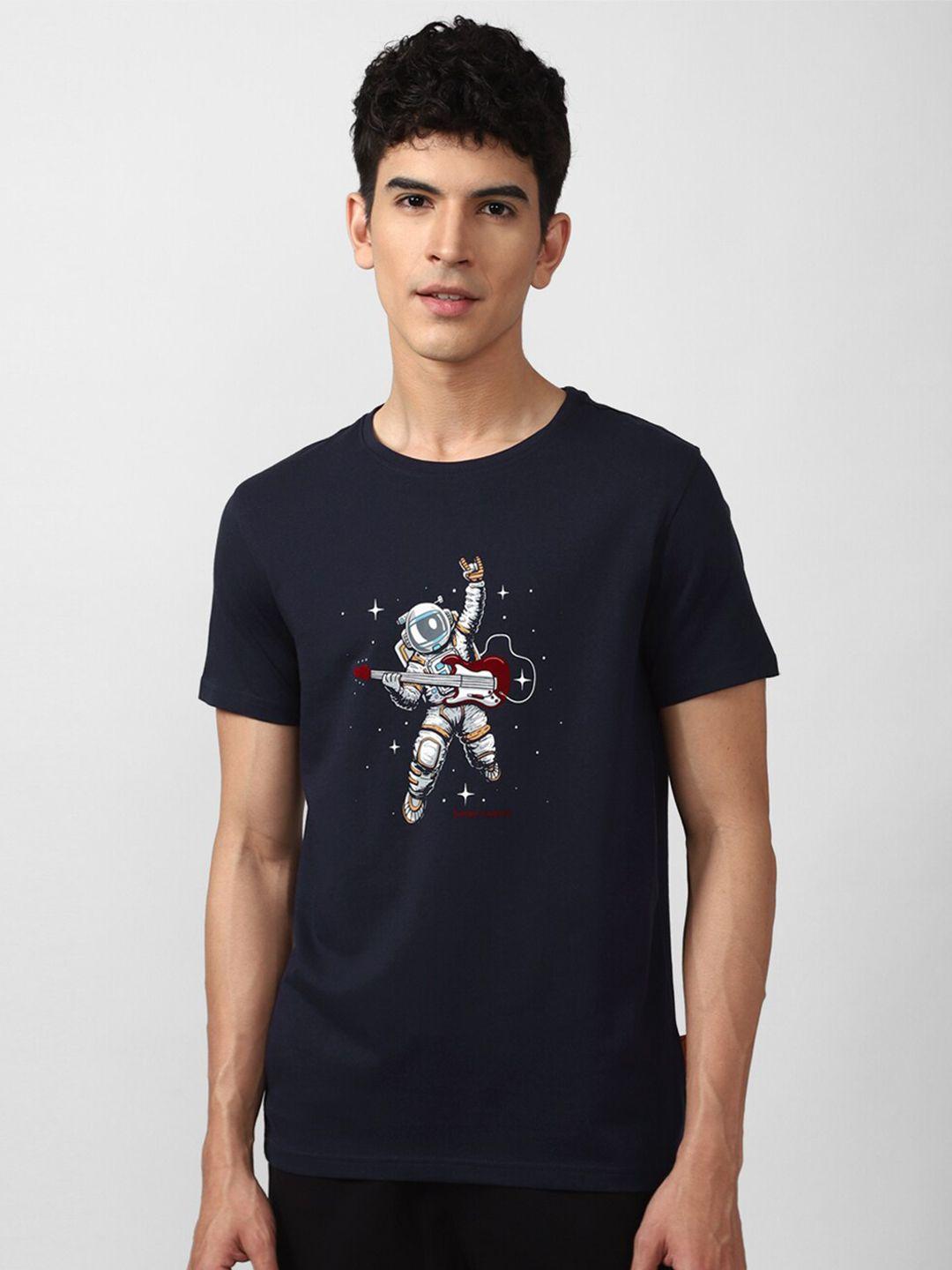 simon carter london men navy blue printed slim fit t-shirt