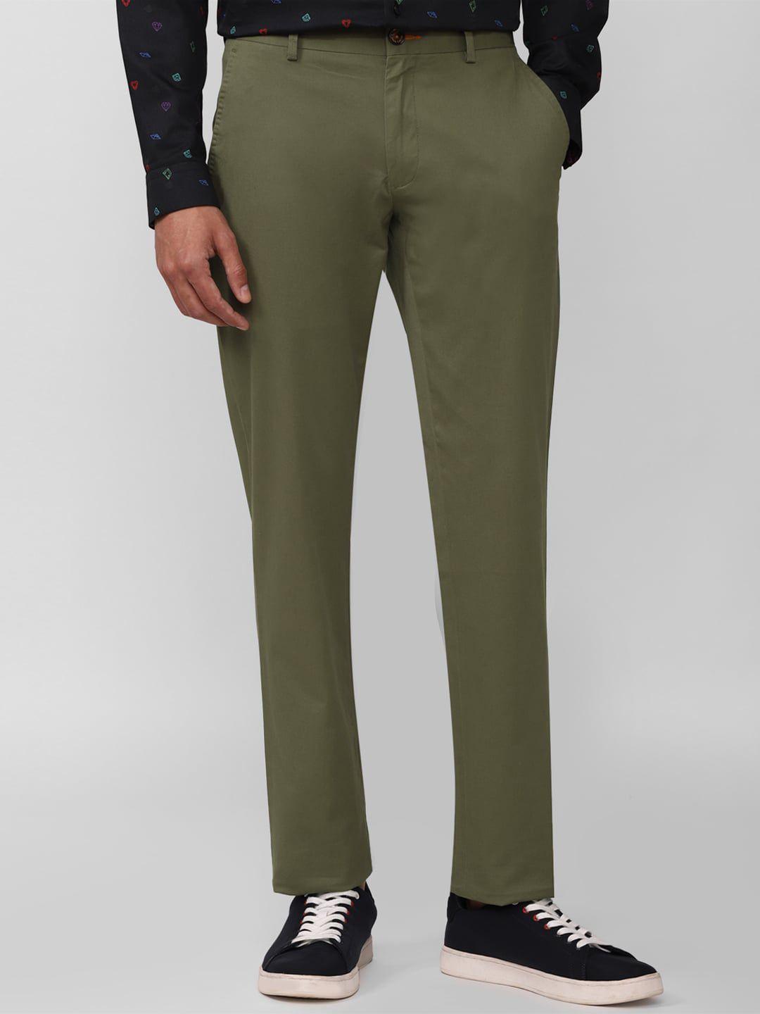 simon carter london men olive green slim fit trousers