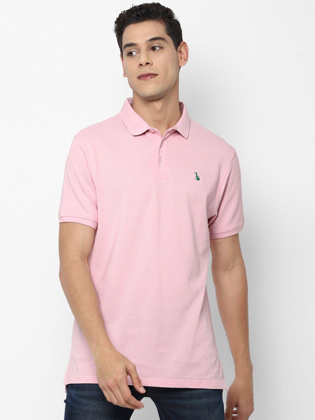 simon carter london men pure cotton pink polo collar slim fit t-shirt