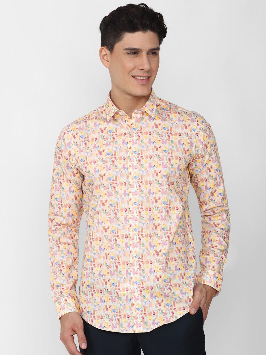 simon carter london men slim fit floral printed cotton casual shirt