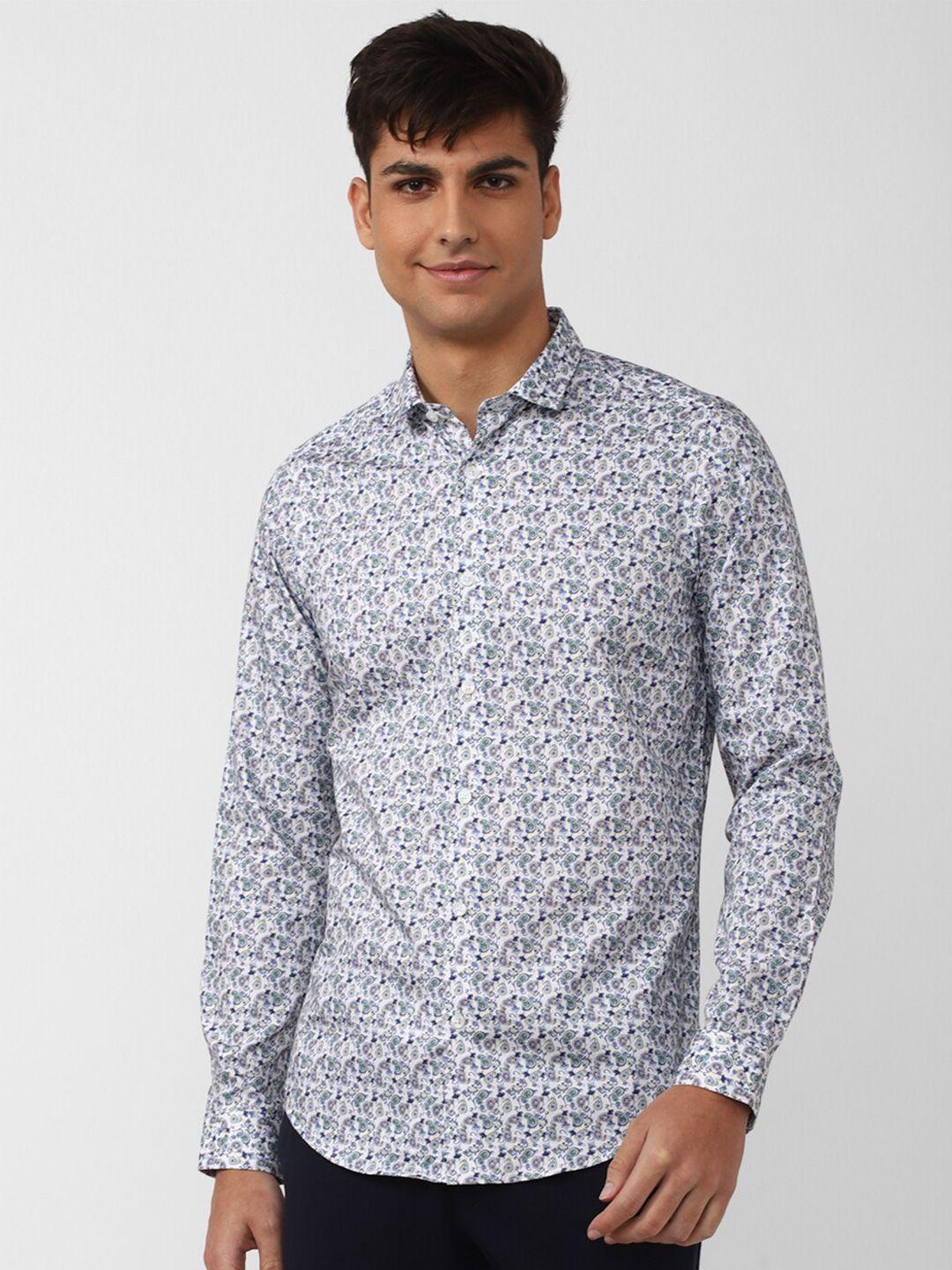 simon carter london men slim fit printed pure cotton casual shirt