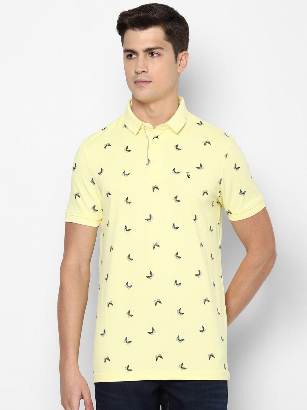 simon carter london men yellow & black printed polo collar t-shirt