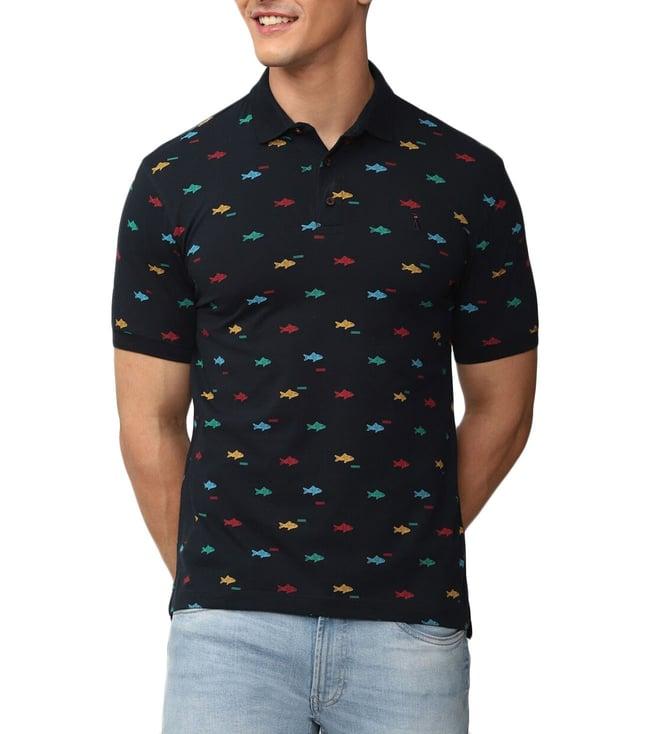 simon carter london navy printed slim fit polo t-shirt