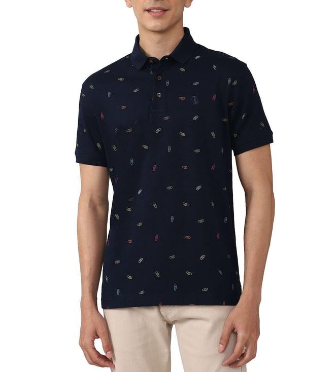 simon carter london navy printed slim fit polo t-shirt