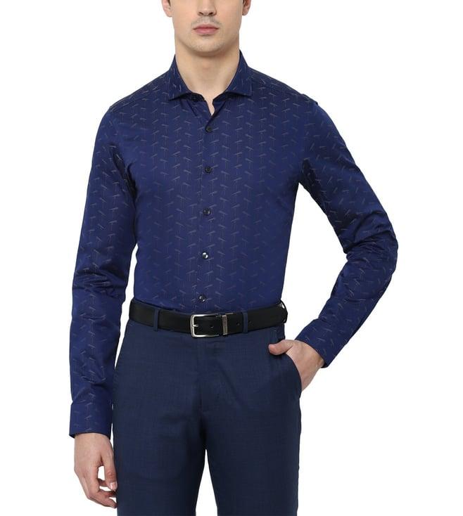 simon carter london navy printed slim fit shirt