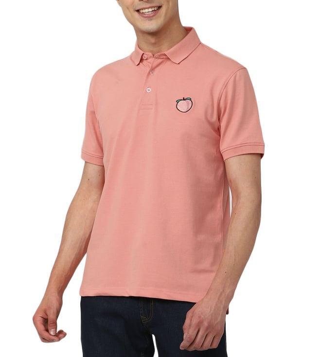 simon carter london peach embroidery slim fit polo t-shirt