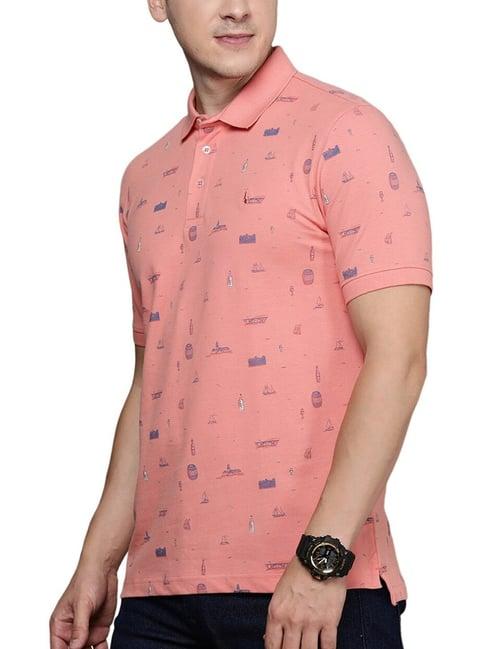 simon carter london peach printed slim fit polo t-shirt