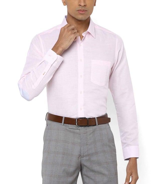 simon carter london pink self pattern regular fit formal shirt