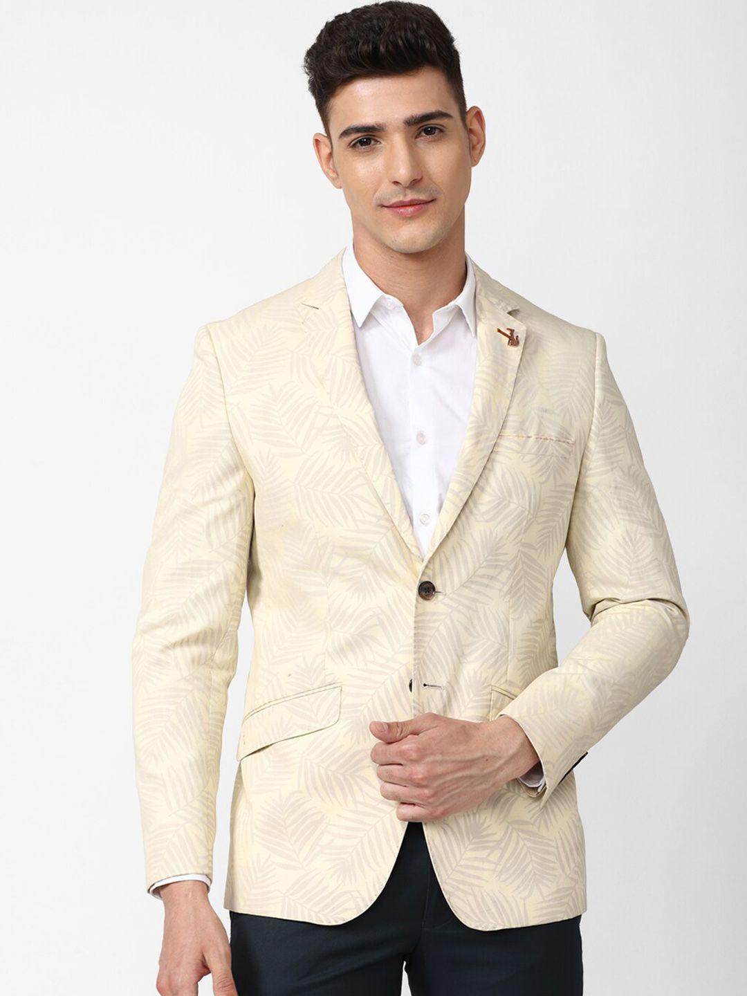 simon carter london printed slim-fit single breasted linen blazer