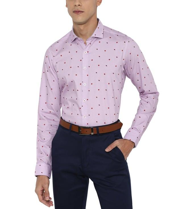 simon carter london purple printed slim fit shirt