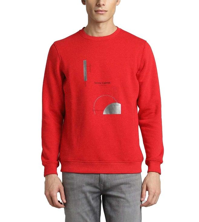 simon carter london red printed regular fit sweatshirt