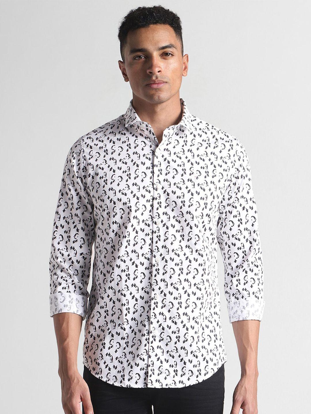 simon carter london slim fit abstract printed pure cotton casual shirt