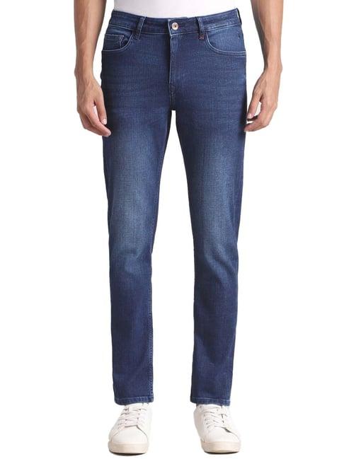 simon carter london slim fit blue lightly washed mid rise jeans