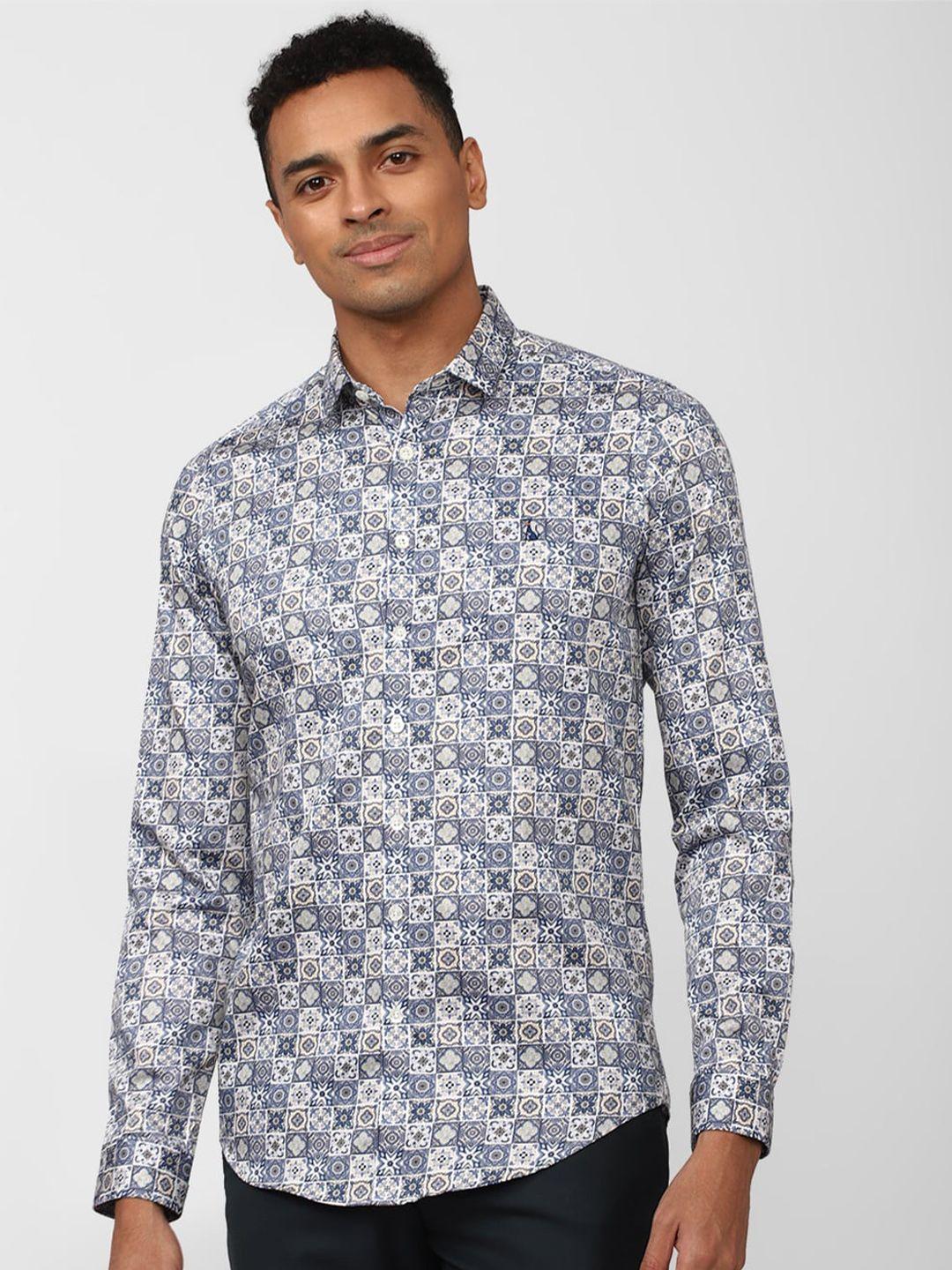 simon carter london slim fit ethnic motif printed pure cotton casual shirt