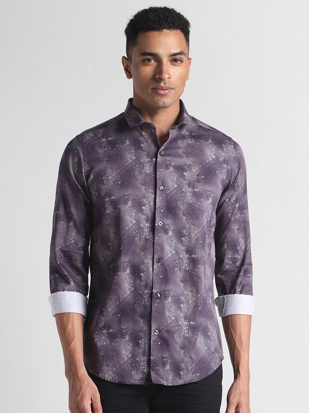 simon carter london slim fit ethnic motifs printed spread collar cotton casual shirt