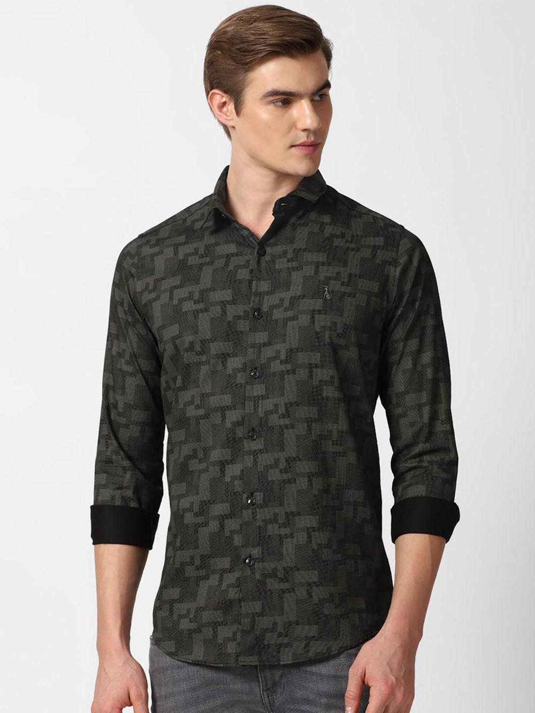 simon carter london slim fit geometric printed pure cotton casual shirt