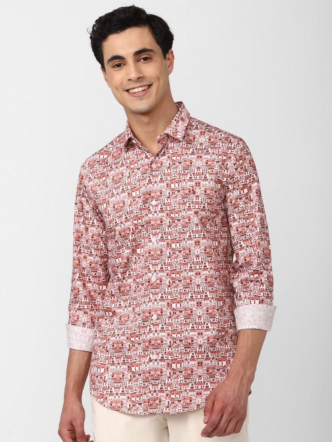 simon carter london slim fit graphic printed pure cotton casual shirt