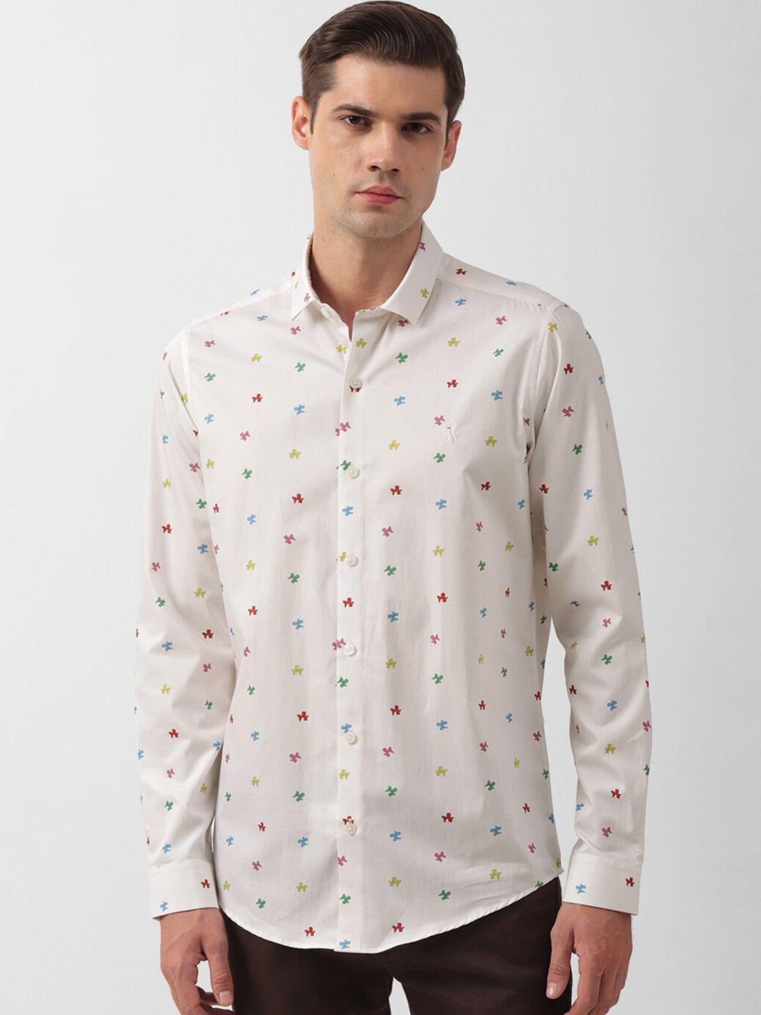 simon carter london slim fit opaque conversational printed pure cotton casual shirt