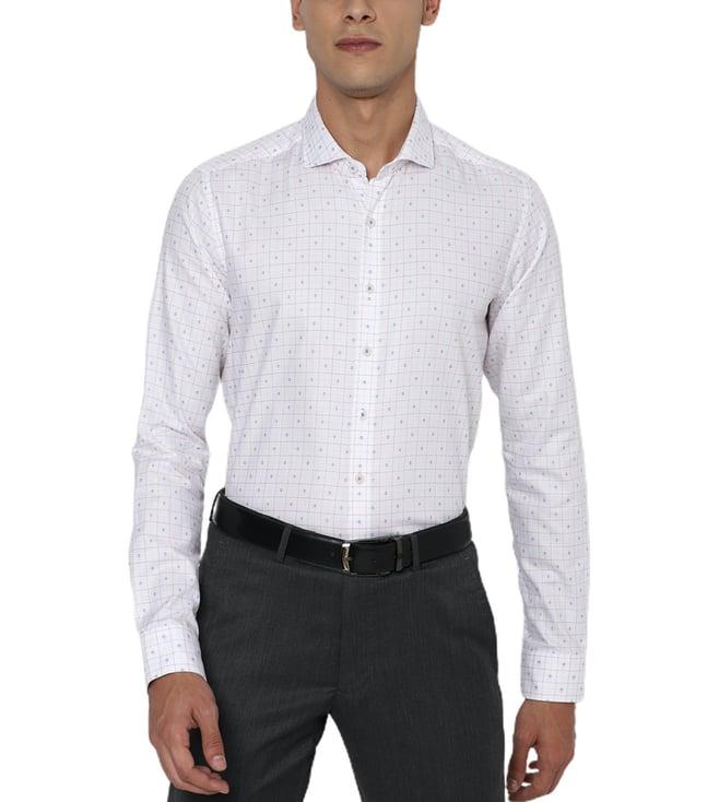 simon carter london white checked slim fit formal shirt