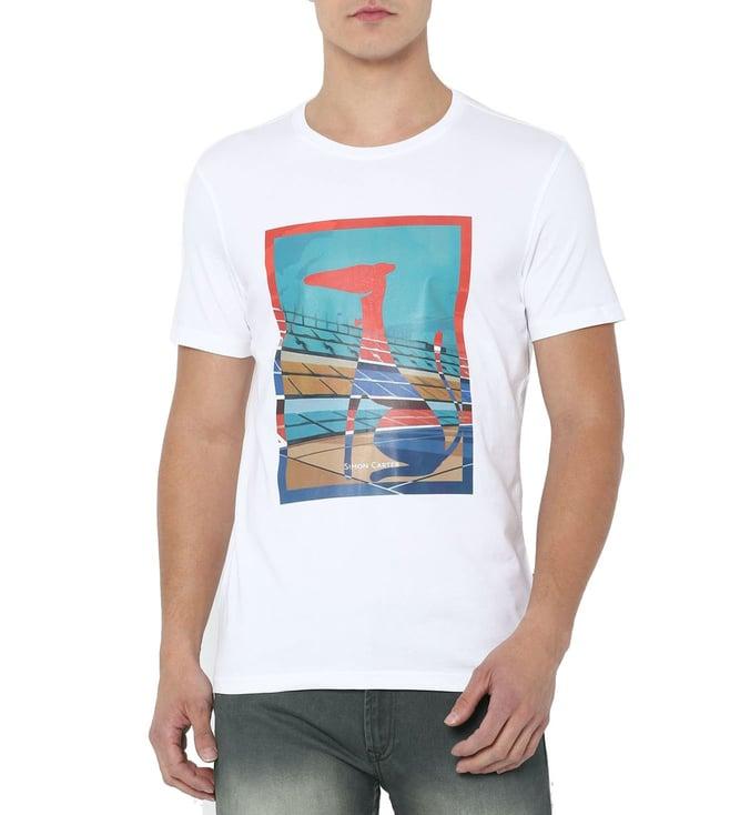 simon carter london white graphic slim fit t-shirt