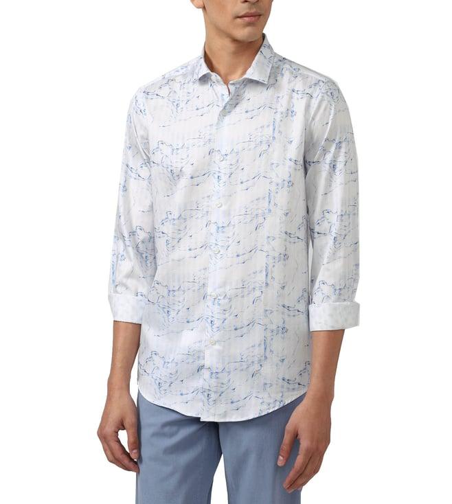 simon carter london white printed slim fit shirt