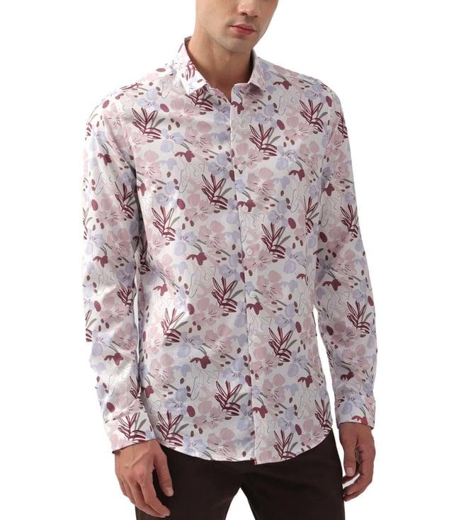 simon carter london white printed slim fit shirt