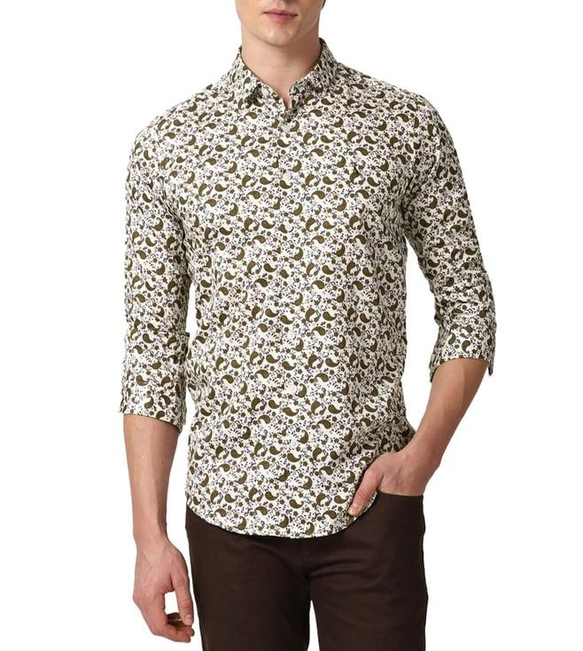 simon carter london white printed slim fit shirt