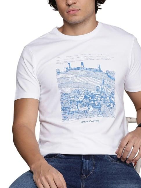 simon carter london white printed slim fit t-shirt