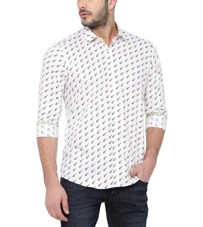 simon carter london white regular fit printed shirt