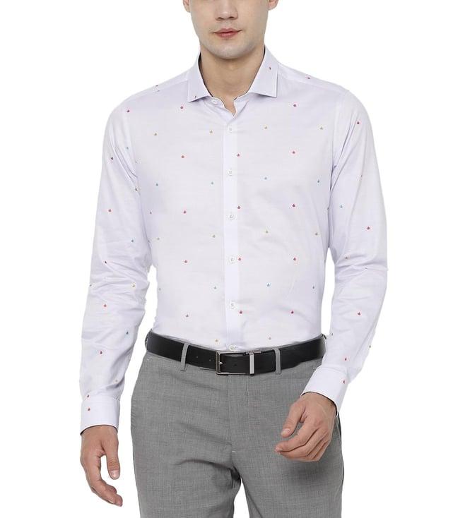 simon carter london white slim fit printed shirt