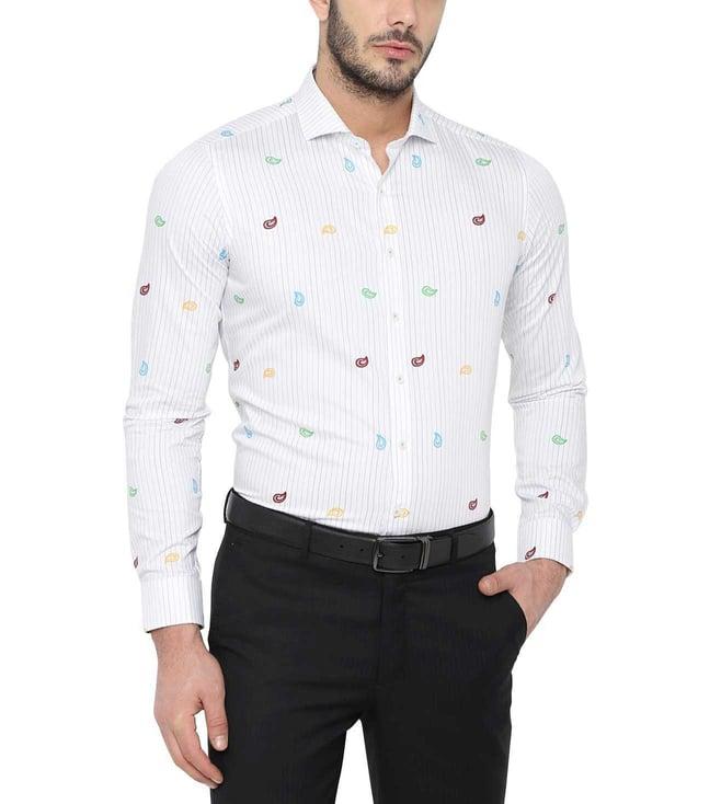 simon carter london white slim fit printed shirt