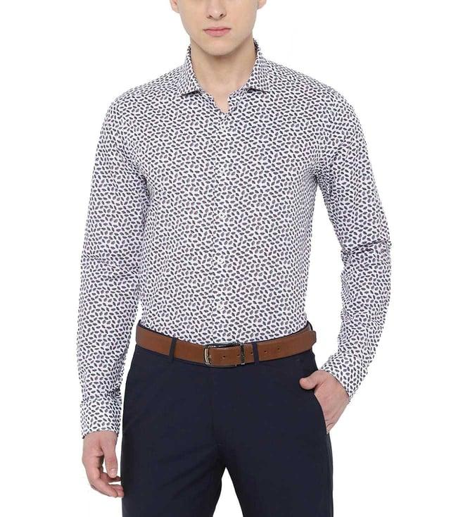 simon carter london white slim fit printed shirt