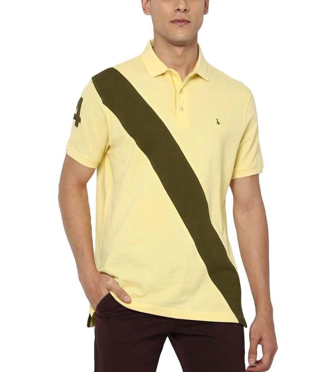 simon carter london yellow colour-block slim fit polo t-shirt