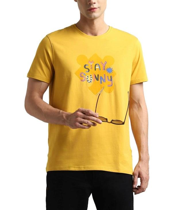 simon carter london yellow printed slim fit t-shirt