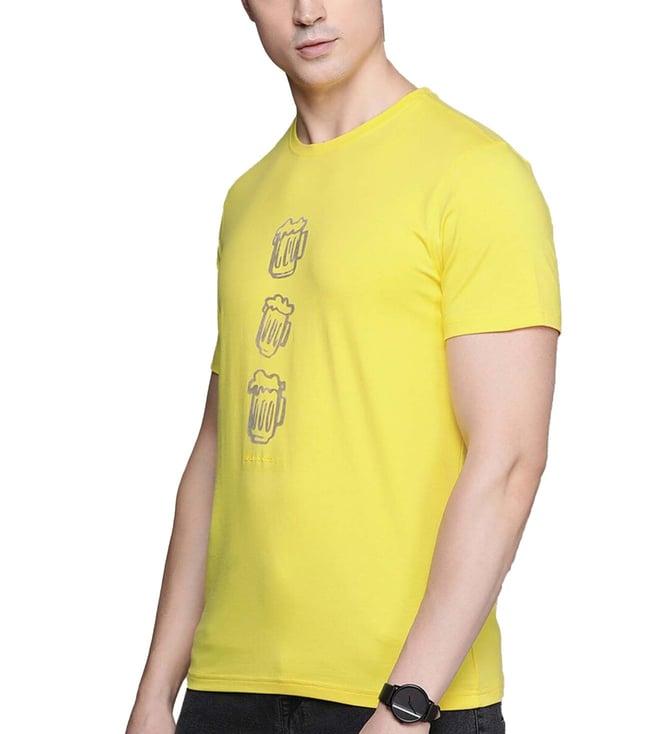 simon carter london yellow printed slim fit t-shirt