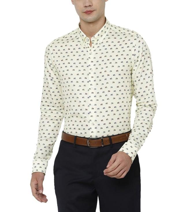 simon carter london yellow regular fit printed shirt