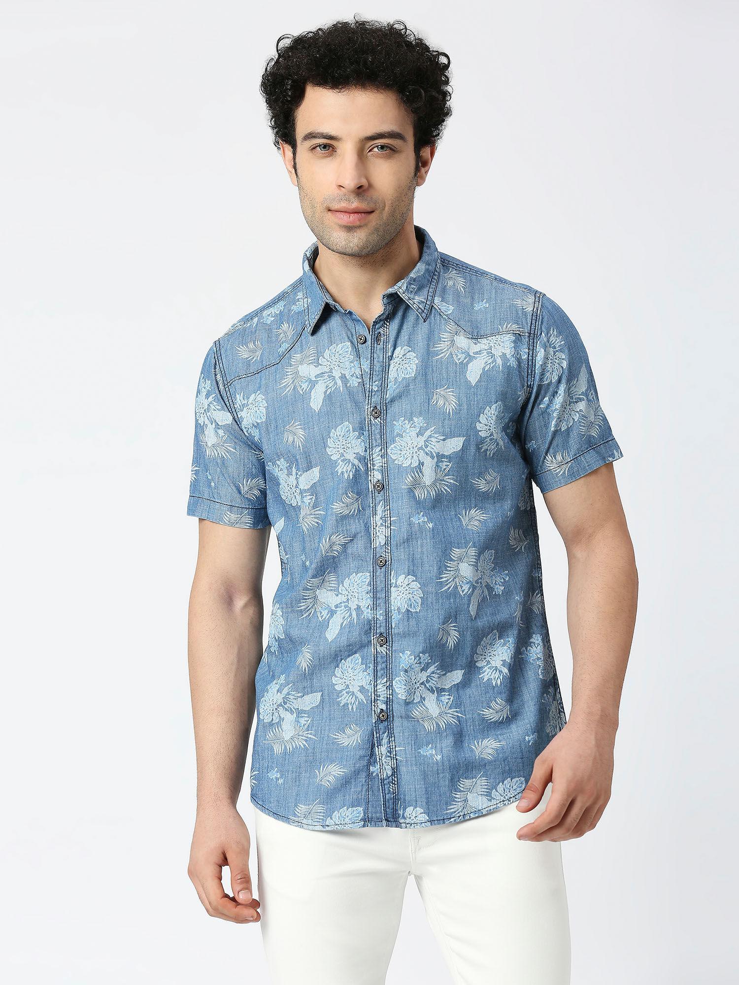 simp half sleeves tropical print half sleeves casual shirt