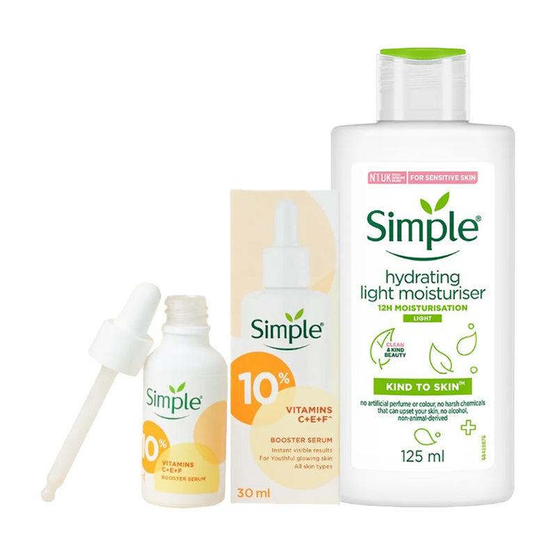 simple kind to skin hydrating light moisturiser & booster serum - 10% vitamin c + e + f
