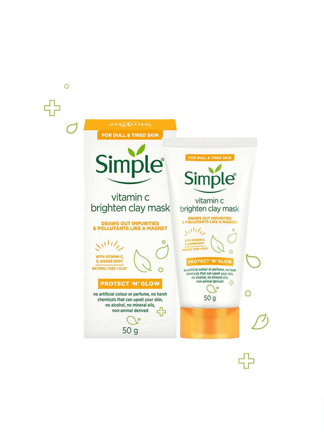 simple protect n glow vitamin c brighten clay mask with vitamin e & ginger root - 50 g