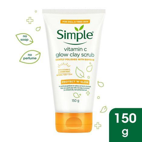 simple protect n glow vitamin c glow clay scrub, 150g