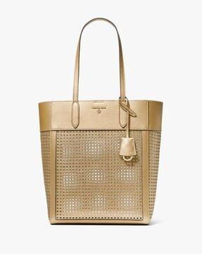 sinclair large perforated metallic leather tote bag