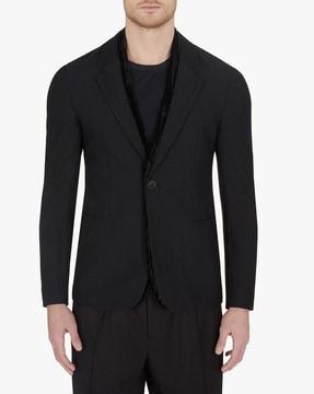 single breasted solid blazer with notch lapel