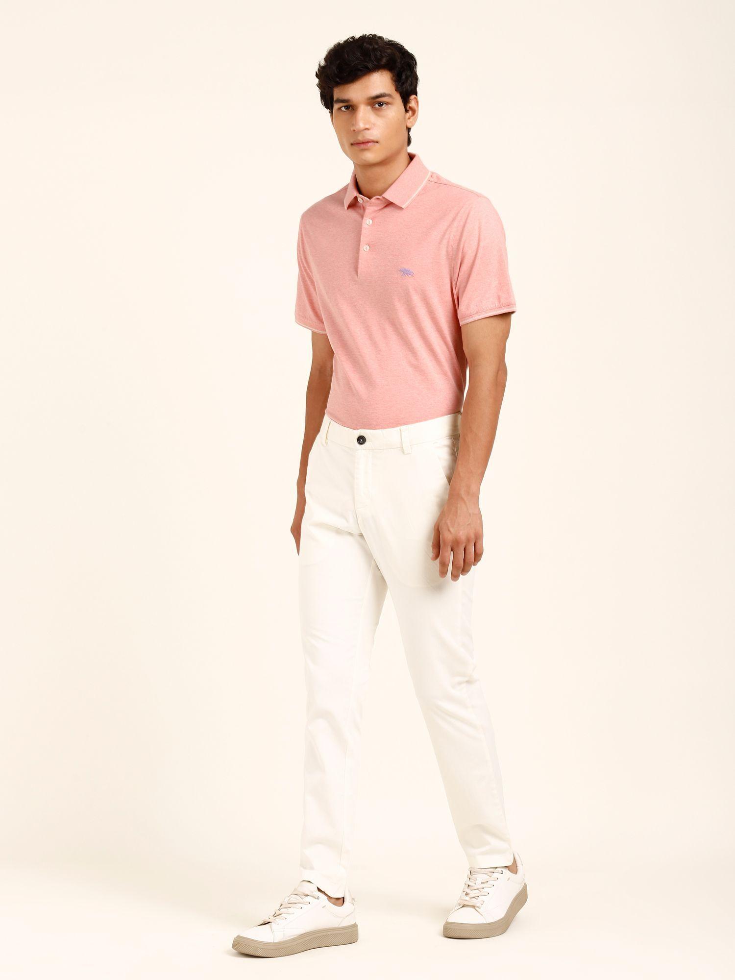 single jersey pink melange polo t-shirt