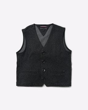 single-breasted waist coat with welt pockets