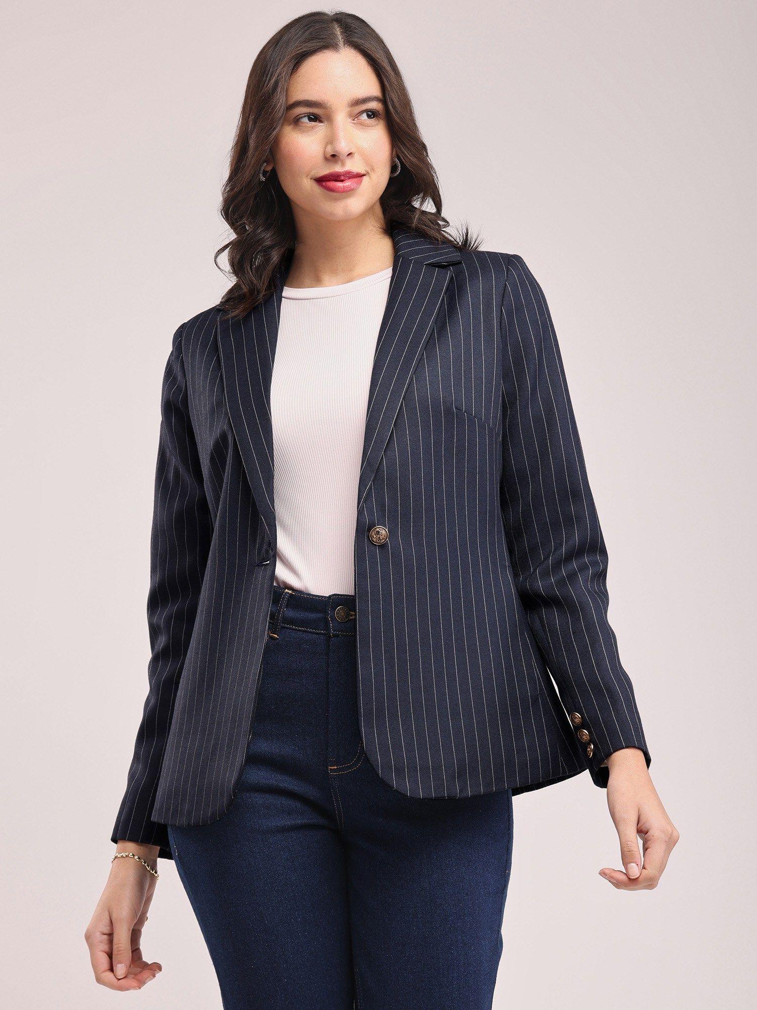 single breasted blazer - navy blue