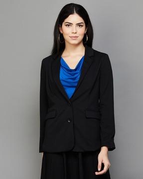 single-breasted blazer with notched lapel