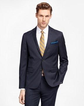 single breasted slim fit woolen blazer with notched lapel