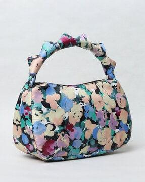 single compart floral print hand bag