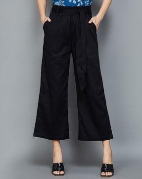 single-plated pants with semi-elasticated waist